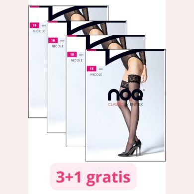 Zestaw 4 par pończochy samonośnych #NICOLE 15 den 3+1 gratis
