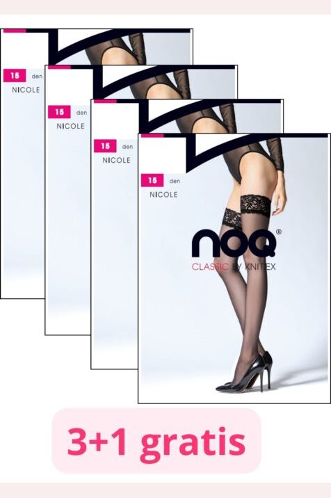 Zestaw 4 par pończochy samonośnych #NICOLE 15 den 3+1 gratis