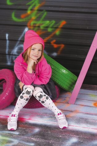 Dziecięce rajstopy wzorzyste - miś - zdobione serce BABSI