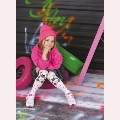 Dziecięce rajstopy wzorzyste - miś - zdobione serce BABSI