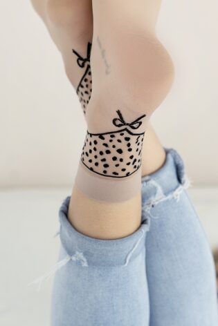 Skarpetki damskie w cętki z kokardką #Coquette