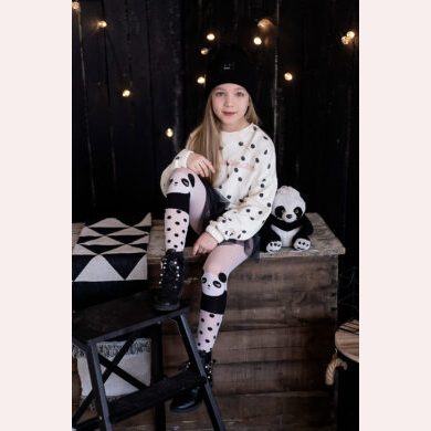 Rajstopy dziewczęce z mikrofibry z motywem pandy Ling Ling