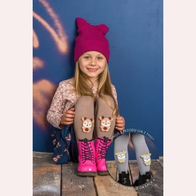 Rajstopy dziewczęce Elkie z doszytą szydełkową aplikacją  DR 2226