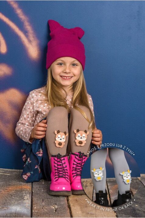 Rajstopy dziewczęce Elkie z doszytą szydełkową aplikacją  DR 2226