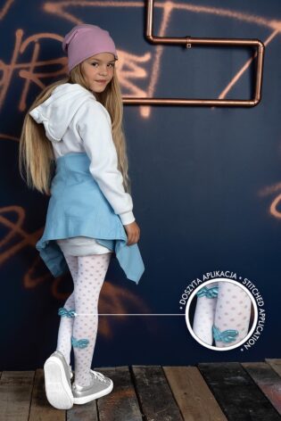 Rajstopy dziewczęce wzorzyste #ELODIE z doszytą aplikacją DR 2220