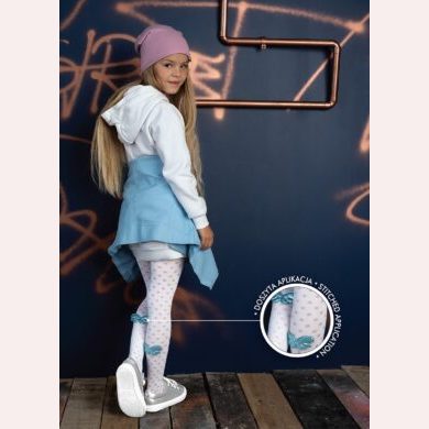 Rajstopy dziewczęce wzorzyste #ELODIE z doszytą aplikacją DR 2220