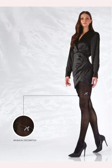 Rajstopy wzorzyste z kokardką Flashback