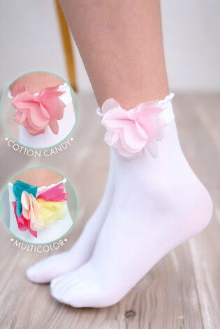 Dziewczęce skarpetki z mikrofibry z kwiatkiem #HAWAI DR 2214