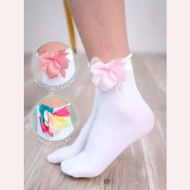 Dziewczęce skarpetki z mikrofibry z kwiatkiem #HAWAI DR 2214