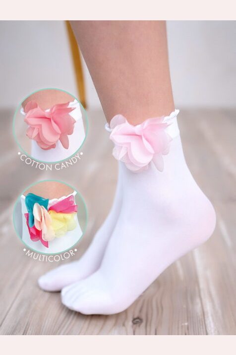 Dziewczęce skarpetki z mikrofibry z kwiatkiem #HAWAI DR 2214