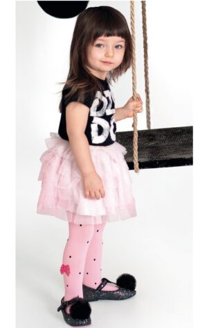 Dziecięce rajstopy w kropeczki z doszytą kokardką #Jagoda DR2107