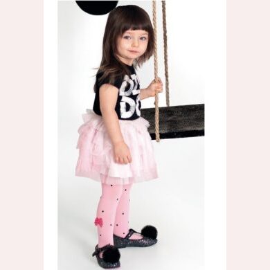 Dziecięce rajstopy w kropeczki z doszytą kokardką #Jagoda DR2107