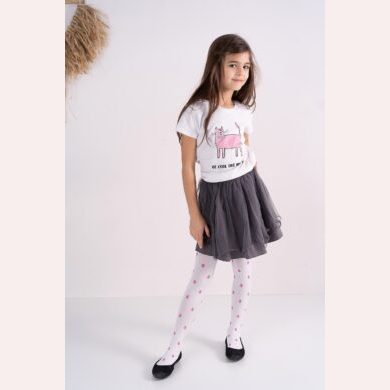 Rajstopy dziewczęce w brokatowe kropki  #Jula