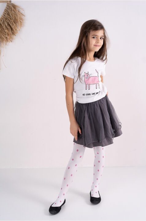 Rajstopy dziewczęce w brokatowe kropki  #Jula