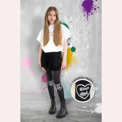 Rajstopy dziewczęce z wiskozy z nadrukiem #Keep Out