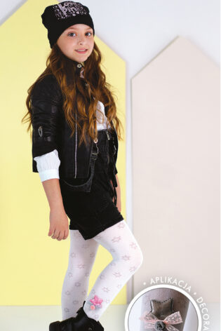 Rajstopy dziewczęce z przędzy bambusowej z doszytą aplikacją #Lilibeth