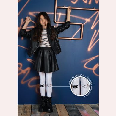 Dziewczęce rajstopy wzorzyste MIMMY - z doszytymi kokardkami DR2219