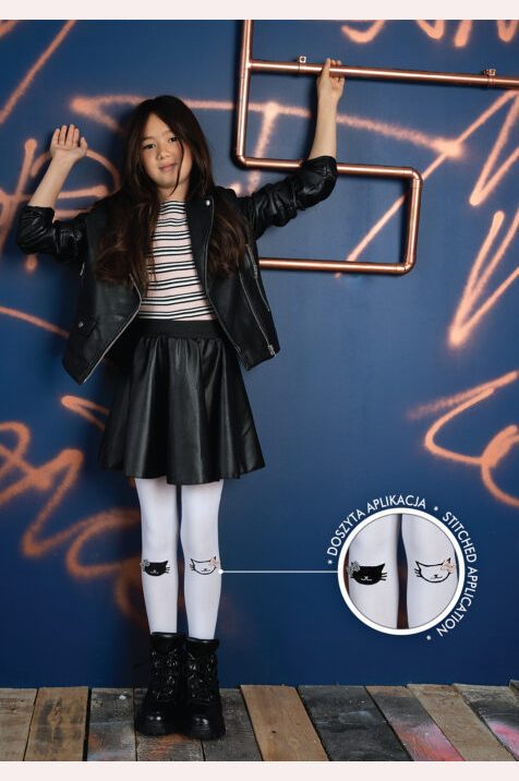 Dziewczęce rajstopy wzorzyste MIMMY - z doszytymi kokardkami DR2219