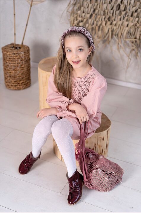 Dziecięce rajstopy wzorzyste z nadrukiem kropki DR 2202 #POLYANNA