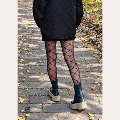 Rajstopy imitujące kabaretkę z dużym oczkiem Chase noq by knittex webp