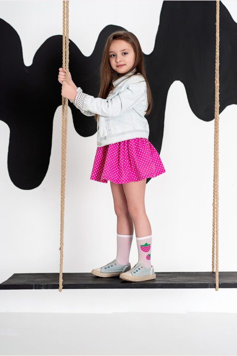 Skarpetki siateczka Strawberry Pie, 2 pary: 1 para gładka, 1 para wzór truskawka