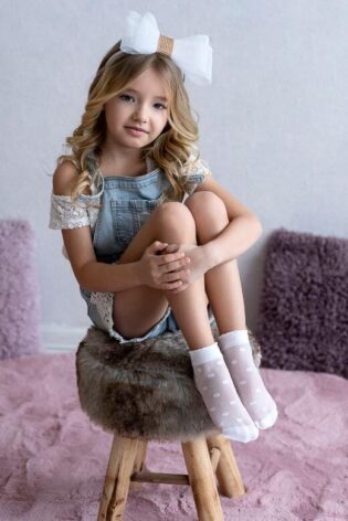 Skarpetki dziewczęce w kropki 20 den Kora - 2 pary