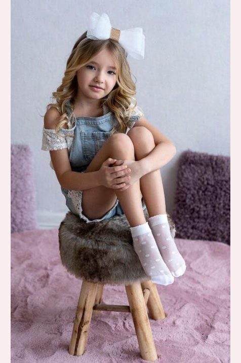 Skarpetki dziewczęce w kropki 20 den Kora - 2 pary