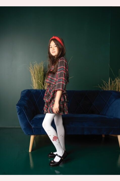 Rajstopy dziecięce wzorzyste z motywem świątecznym CHRISTMAS TREE