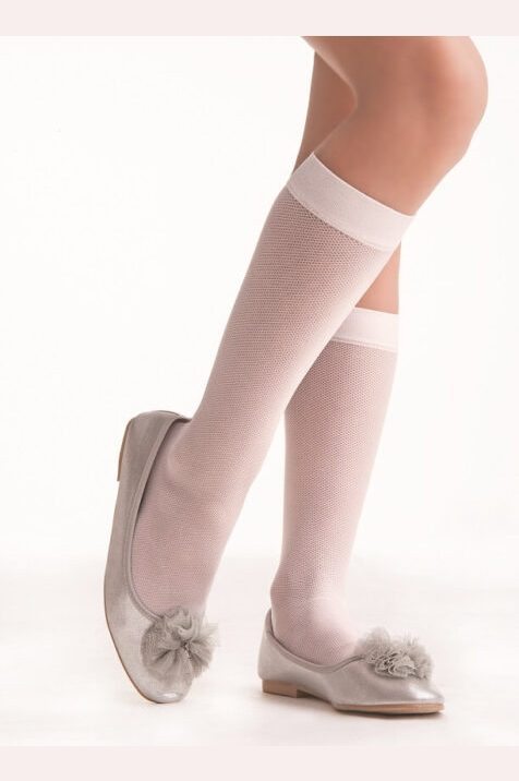 Podkolanówki dziewczęce ze wzorem imitującym siateczkę 20 den Aida