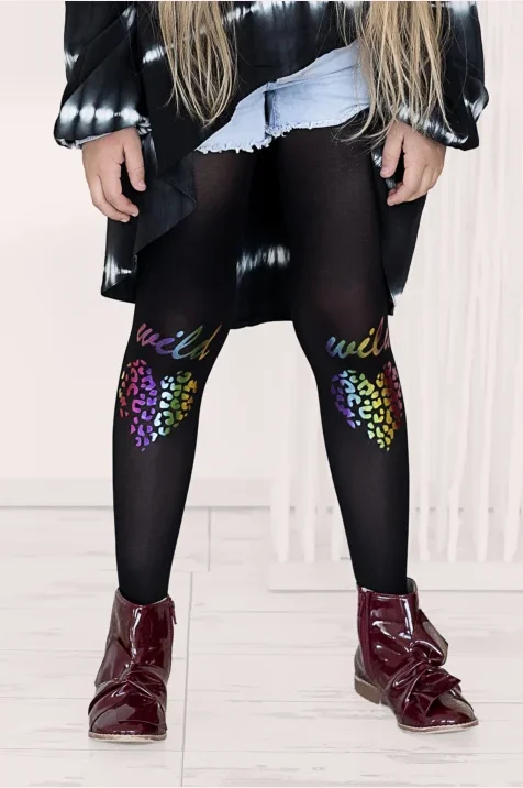 Rajstopy dziewczęce z tęczowym sercem 40 den Wild