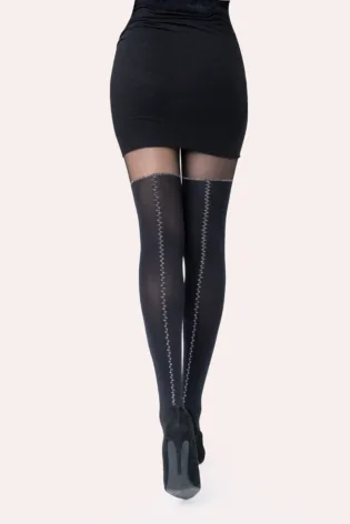 Rajstopy imitujące zakolanówki z brokatowym szewkiem 50 den Fiesta