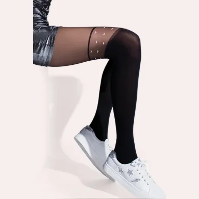 Rajstopy imitujące zakolanówki z serduszkami 50 den I Am Free