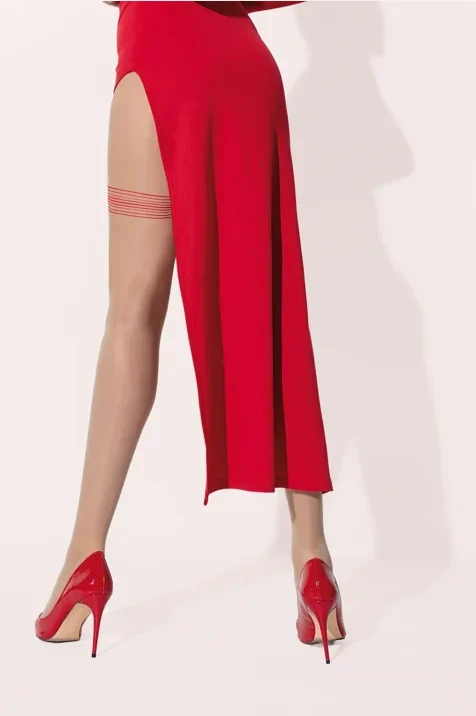 Rajstopy imitujące pończochy 20 den Mind naturel/rosso