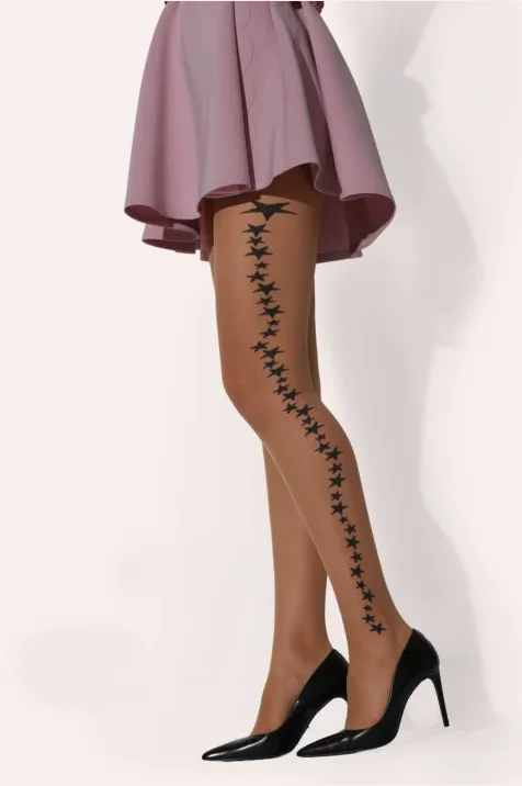 Rajstopy ze wzorem bocznym w gwiazdki 20 den Starlight