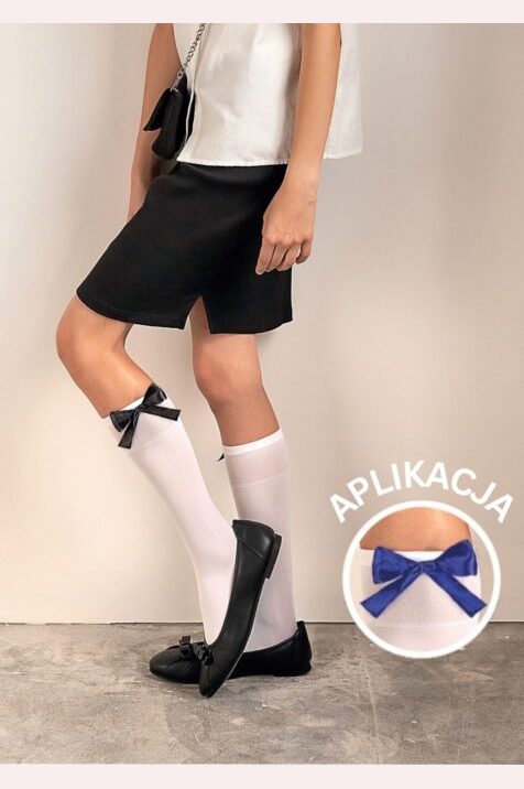 Podkolanówki dziewczęce z doszytą kokardą 40 den Rivette
