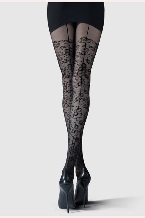 Rajstopy wzorzyste z szewkiem 20 den Wish