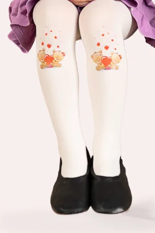 Rajstopy dziewczęce z nadrukiem misia