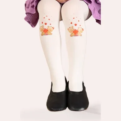 Rajstopy dziewczęce z nadrukiem misia