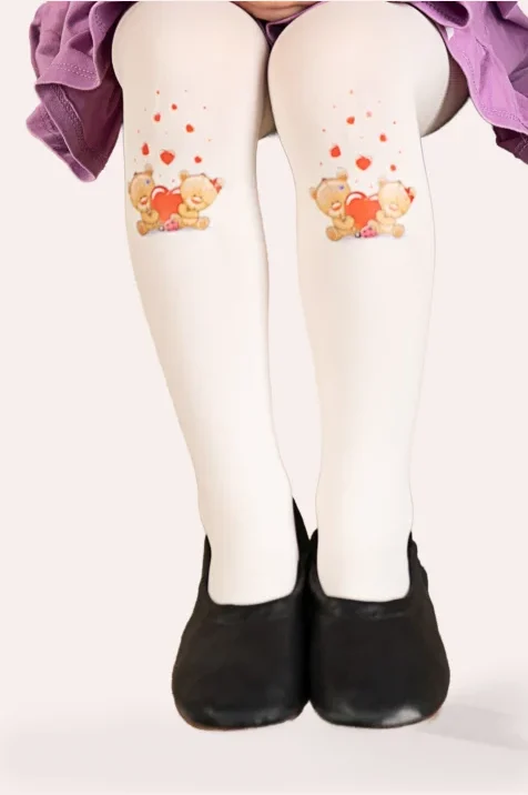 Rajstopy dziewczęce z nadrukiem misia
