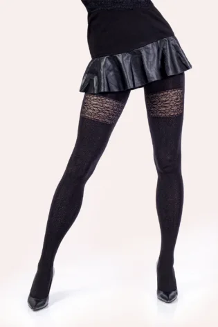 Rajstopy wzorzyste z doszytą kokardką 50 den Peri