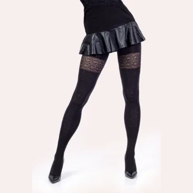 Rajstopy wzorzyste z doszytą kokardką 50 den Peri