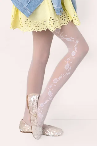 Rajstopy z subtelnym kwiatowym wzorem