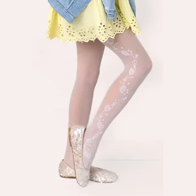 Rajstopy z subtelnym kwiatowym wzorem